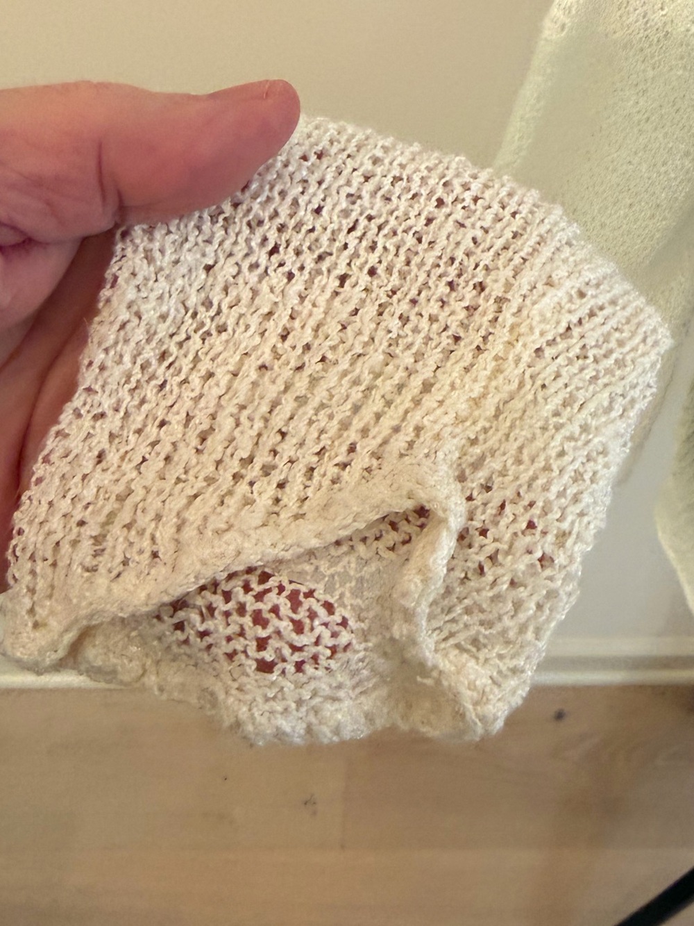 Eileen Fisher Cream Linen Blend Open-Knit Lightweight Cardigan L - Picture 7 of 11